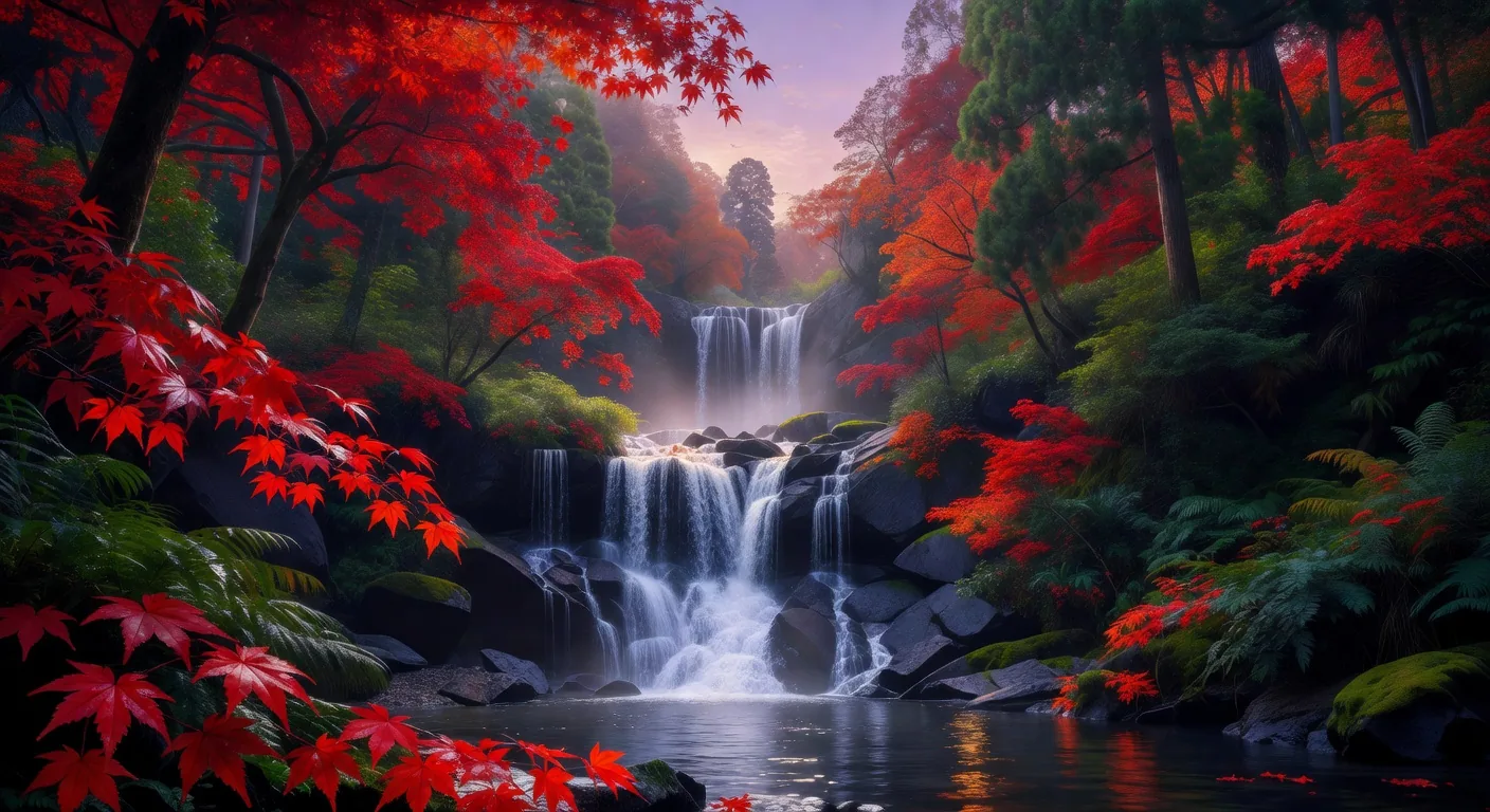 紅葉と滝