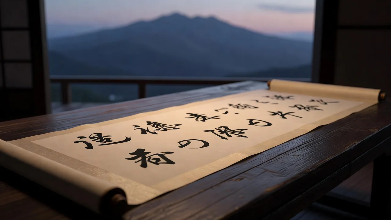 自然の中の書道