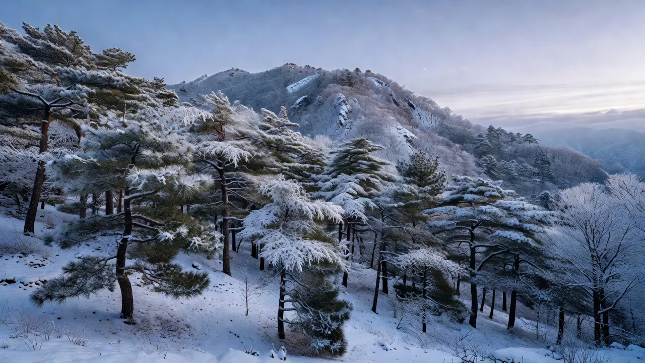 雪の松林