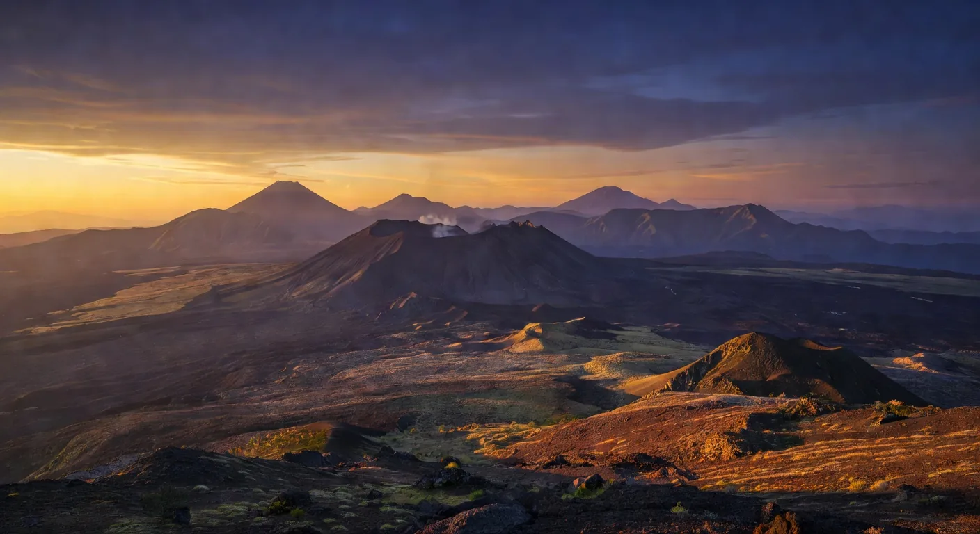 火山の夕暮れ